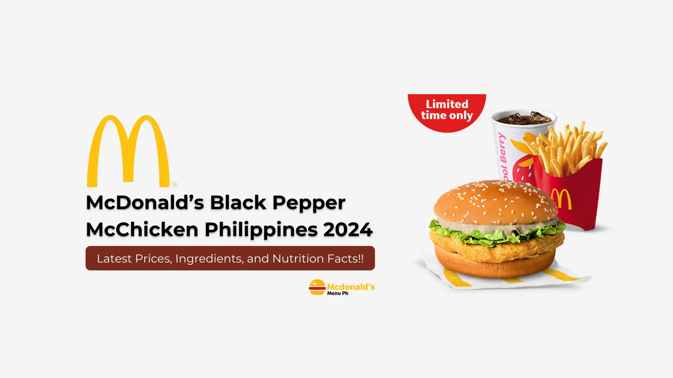 McDonald's Black Pepper Chicken Burger in Philippines 2024 - Prices, Ingredients & Nutritions